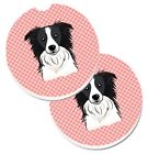 Bb1241carc Carolines Treasures Checkerboard Pink Border Collie Set Of 638508564955