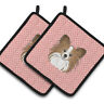 Bb1248pthd Carolines Treasures Checkerboard Pink Papillon Pair Of Pot Holders