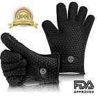 Bbq-gloves-black Khomo Gear Pair Of Heat Resistant Oven Gloves For Bbq Grill Ovens Kitchen One Size Fits Mos 736983028464