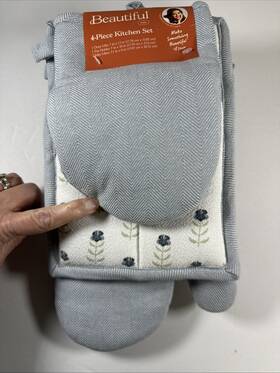 Beautiful 028332827553 4 Piece Kitchen Set Home 1 Oven Mitts Pot Holders 2 Mini New