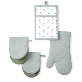 Beautiful 800689584132 4-piece Oven Mitt Pot Holder Mini Set Green