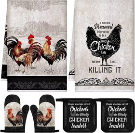 Bencailor 445041965964 6 Pcs Christmas Kitchen Decor Pot Holders Oven Mitts 2 Dish Towels F