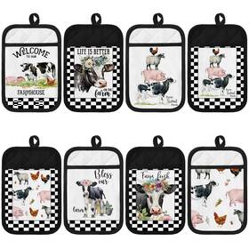 Zy-bencailor-52687 Bencailor 8 Pcs Pot Holders With Pocket Farmhouse Kitchen Decoration Farm Animal Cute H