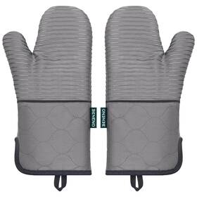 Beneno 645569485877 Kitchen Oven Mitts 2-pack Heat Resistant To 500 F With Non-slip Silico