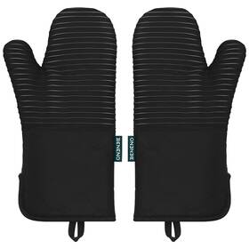 Om1o1bk2 Beneno Kitchen Oven Mitts 2-pack Heat Resistant To 500 F With Non-slip Silicone