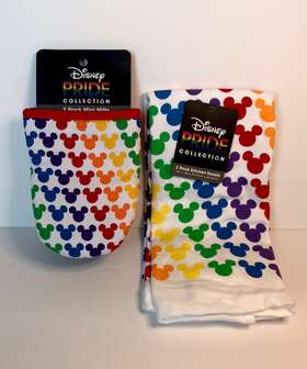 Best Brands 042887368569 Disney Pride Collection Mickey Mouse Mini Oven Mitts/kitchen Towels 4 Piece Set