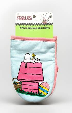 Best Brands 042887886216 New Peanuts Snoopy And Woodstock On Doghouse Easter 2pc Oven Mini-mitt Pair