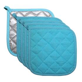 B09pg7cxlh Bestjoy 5 Cotton Pot Holders For Kitchen - Heat Resistant Hot Pads And Trivets Blue Set