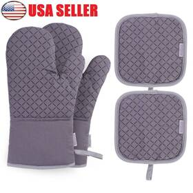 H141601k5iyj10121 Bestonzon 1 Pair Oven Mitts And 2 Pot Holders Set Heat Resistant Gloves Kitchen Tool