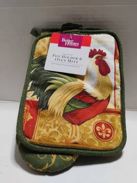 Better Homes And Gardens 073558657866 Home Garden Rooster Scroll Pot Holder Oven Mitts