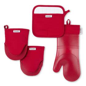 Bhs252185614001 Better Homes & Gardens And Garden Oven Mitt Pot Holder Mini Set Red 4 Pieces