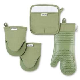 Bhs252185614003 Better Homes & Gardens Honeycomb Silicone And Cotton Oven Mitt Pot Holder Mini Set 4 Pieces
