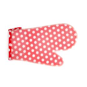 728661 Betty Crocker Silicone Oven Mitt Red With White Polka Dots