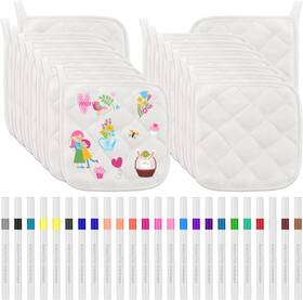 20250822157m Beupy Diy Your Own Pot Holders Craft Project Set- 32 White Blank Bulk Cloth Heat
