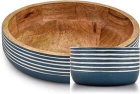 Kc826 Bhavatu Decorative Bowls Mango Wood For Home D Cor Unique Table Centerpieces Blue