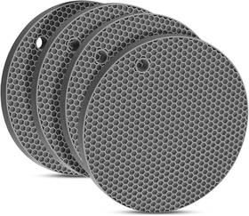 Bihijua 445019622691 Silicone Round Trivet Mats Heat Resistant Pot Holders For Kitchen 4 Pack