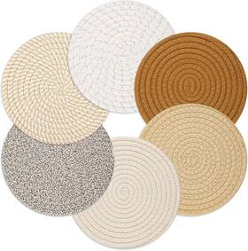 Wt-6-2 Billbotk 8 Inch Trivets For Hot Pots And Pans 6 Heat Resistant Pads Brown