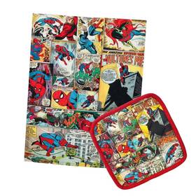 Bioworld 013244669094 Marvel Spider-man - 2-piece Retro Comic Book Kitchen Gift Set Tea