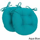 Blazing Needles Aqua Chair Cushion Twill 16 In Round Set Of Two Cushions Plush W Ties Blue 707571811744