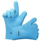 Blinkeen Silicone Heat Resistant Bbq Grill Gloves Blue Oven Mitts