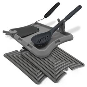 Bst2002 Blue Bosti Gray Nottadrip Silicone Spoon Rest Ladle Holder Stove Top Trivet Set 5pc