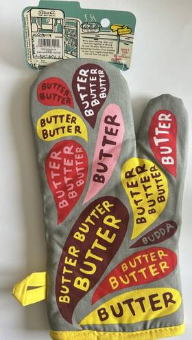 Blue Q 092657032091 Butter Oven Mitt Funny Kitchen Glove Quilted Heat-resistant Gift New