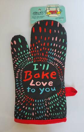 Blue Q 092657034224 Oven Mitt Iftll Bake Love To You Quilted Insulated 100% Cotton Multicolor