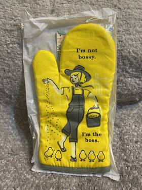 53107514 Blue Q New Oven Mitt I M Not Bossy The Boss Nwt Retro Print