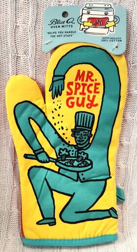 8101d413-807b-4 Blue Q Mr. Spice Guy Cotton Oven Mitt Humor Whimsical