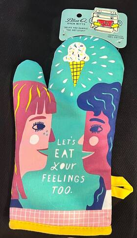 Ww118 Blue Q Oven Mitt Lets Eat Your Feelings Too Super-insulated 100% Cotton