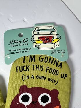 Ww135 Blue Q Inch F This Food Up Oven Mitt Funny Humorous Kitchen Gear Nwt
