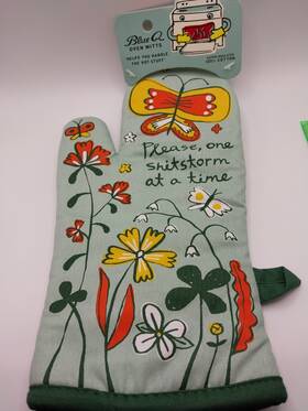 Ww152 Blue Q Shitstorm Oven Mitt 100 Cotton Super Insulated Green Floral Kitchen Use