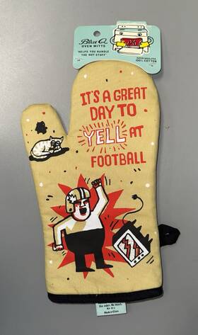 Ww156 Blue Q Its A Great Day To Yell At Football Oven Mitt Nwt