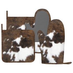 Potholder-2025.3.20-8 Bokekang Cow Print Oven Mitts And Pot Holders Set Of 4 Silicone Brown