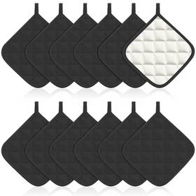 B0f48byjtm Bokon 12-piece Black Heat Resistant Cotton Pot Holders And Oven Mitts Set