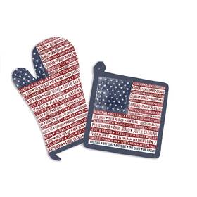 Boston International 704266062474 Cotton Oven Mitt And Pot Holder 8 X 13-inches 7.5 7.5-inches Flag Nation