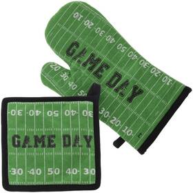 Boston International 704266064737 Oven Mitt And Pot Holder Set Cotton Potholders Mitts 2-pieces Football