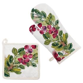 Boston International 704266136922 Cotton Oven Mitt And Pot Holder Kitchen Gifts 8 Inch X 13 7.5 Cran