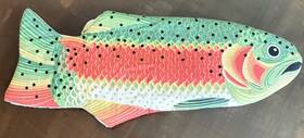 8902 Boston Warehouse Vtg. Rainbow Trout Shape Oven Mitt 15 Inch By Trading Corp. Nwt