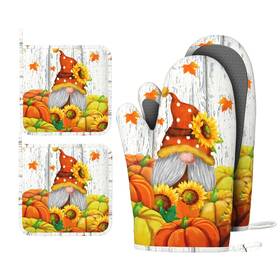 Boulda 639371709498 Thanksgiving Oven Mitts And Pot Holders Heat Resistant Autumn Pumpkin Kitchen