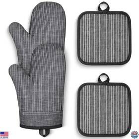 Ld-om002-2 Brand Cusira Heat Resistant Silicone Oven Mitts And Pot Holders Set Non-slip Grip Dark Gray