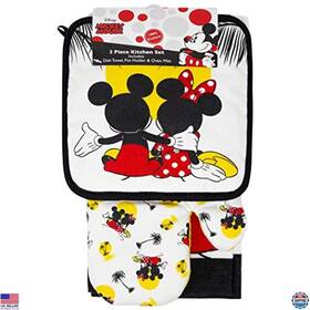 B07z9mdtzg Brand Jerry Leigh 3-piece Mickey And Minnie Mouse Kitchen Set Towel Potholder Mitt