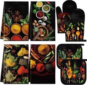 Yit-teenyyou-4655 Brand Teenyyou Teenyyouy 8 Pcs Colorful Spices Kitchen Towels Pot Holders And Oven Mitt Set