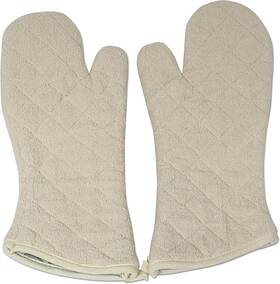 Branded 445036013090 Cotton Quilted Terry Oven Mitts 17 Inches Set Of 2 Heat Resistance Protection