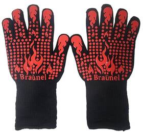 1472 Braunel 619587428031 Bbq Gloves Degree F Heat Resistant Grilling Red/black