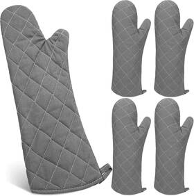 Breathffy-shp-eurjqew12323 Breathffy 2 Pairs 17 Inch Extra Long Oven Mitts Heat Resistant Cotton Lining Gray