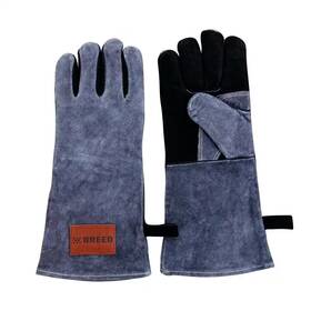 Breeo 313107565540 Heavy-duty Heat-resistant Bbq Gloves - Cowhide Leather With Double-layer Protect