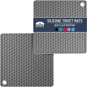 Brew To A Tea 850024315891 Btat Silicone Trivet Mats 2 Pack Gray Trivets For Hot Pots And Pans