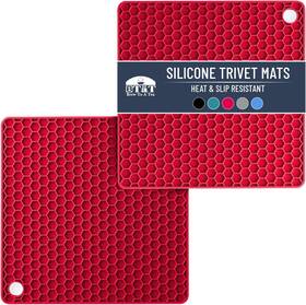 Brew To A Tea Opri002g335vc Btat- Silicone Trivet Mats 2 Pack Rose Red Hot Pads For Kitchen Trivets
