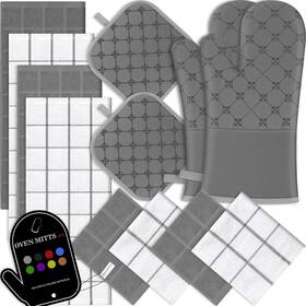 Bs-mh12 Bskssk Oven Mitts Kitchen Towels Dishcloths With Pot Holders Sets 12pcs Dish Gray